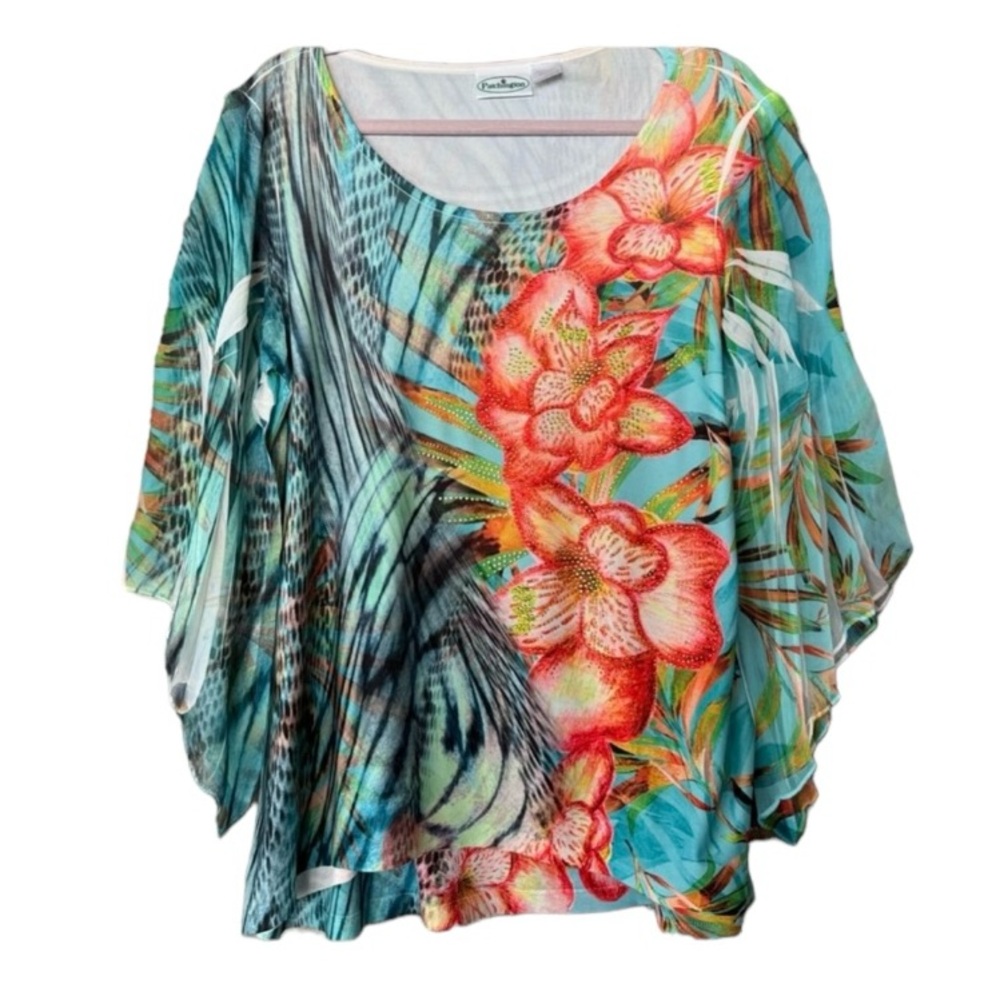 Patchington Colorful Tropical Blouse Size Medium